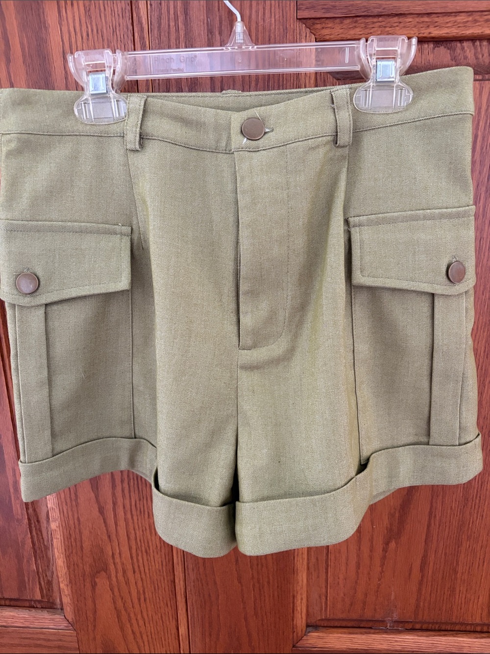 Sadie & Sage Olive Utility Cargo Shorts with Cuffed Hem